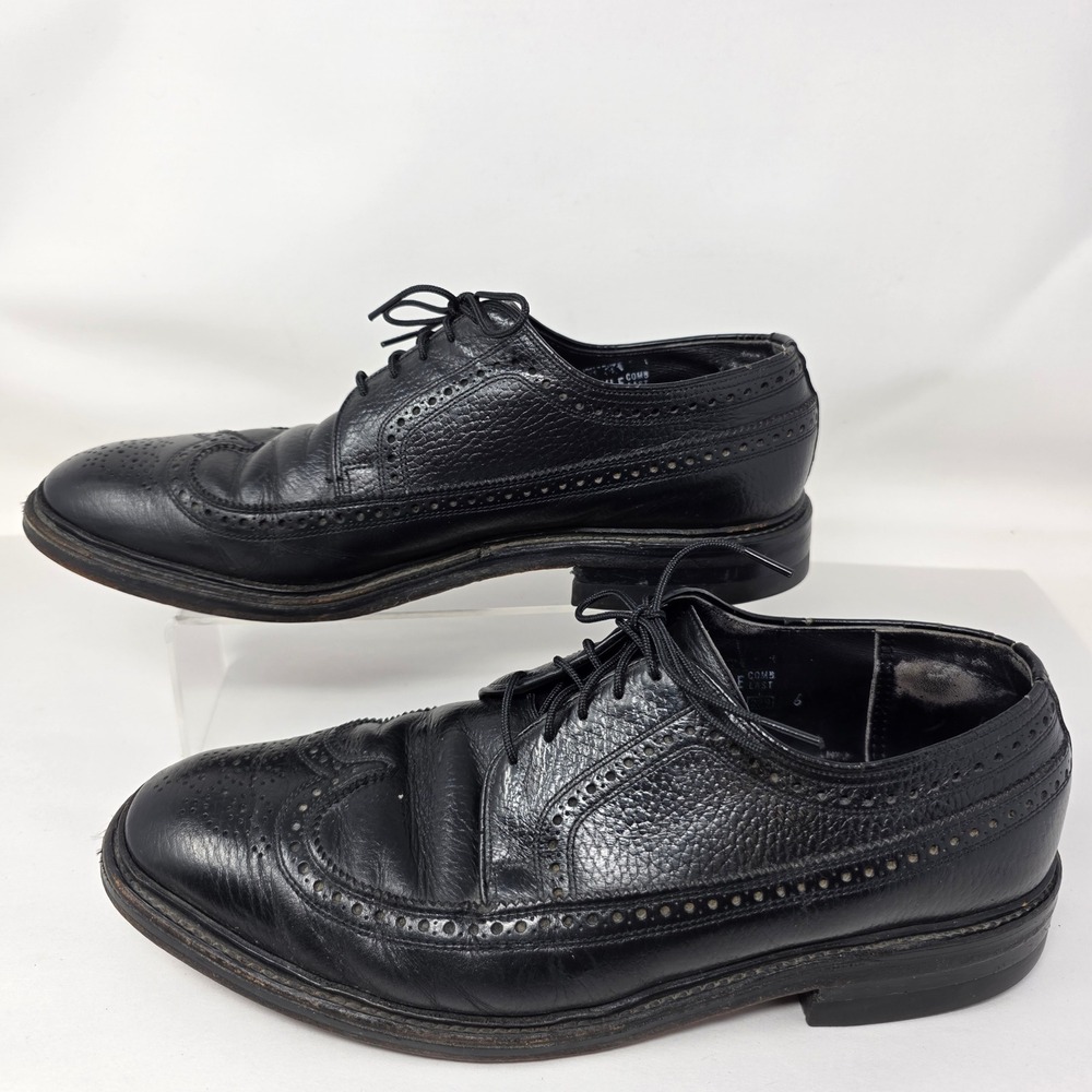 Hanover Wingtip Brogue Oxfords Mens 9 D 70128 Black Leather Dress Shoes USA Made